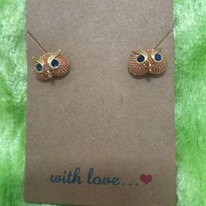 Pink owl earrings